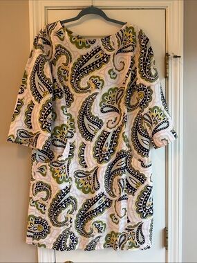 Boden Pink, Olive & Navy Paisley Dress